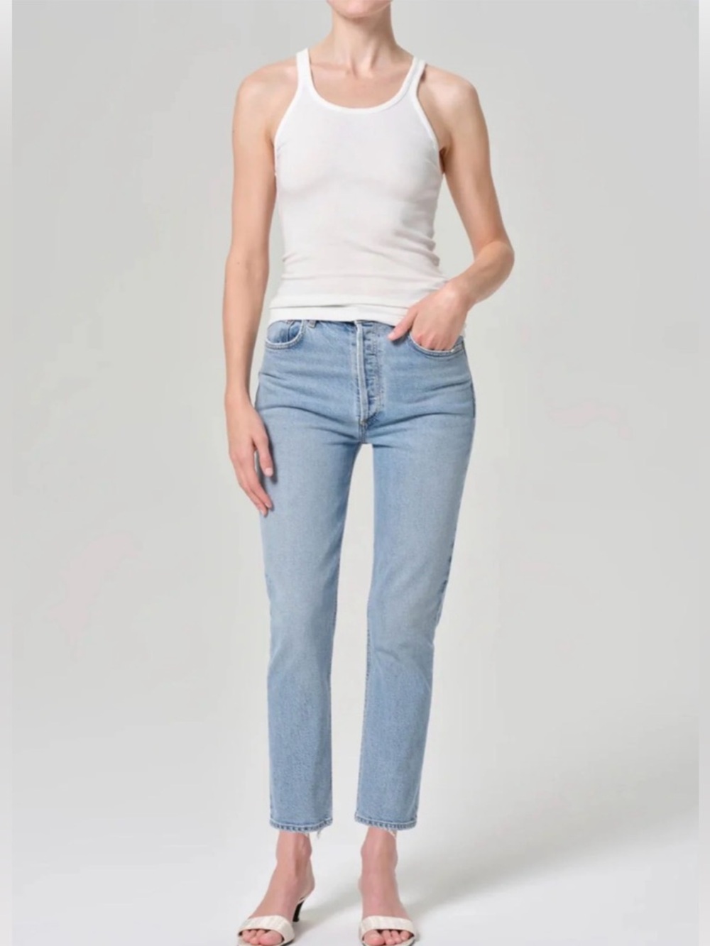 AGOLDE High-Rise Straight Jeans in Light Blue